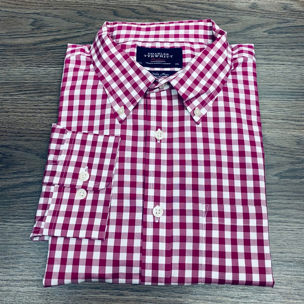Charles Tyrwhitt Hot Pink & White Gingham Shirt XL
